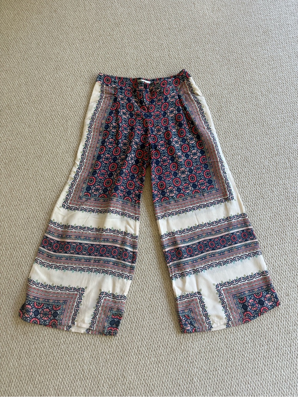 Anthropologie, Elevenses Wide-Leg Printed Palazzo Pants w/ Pockets